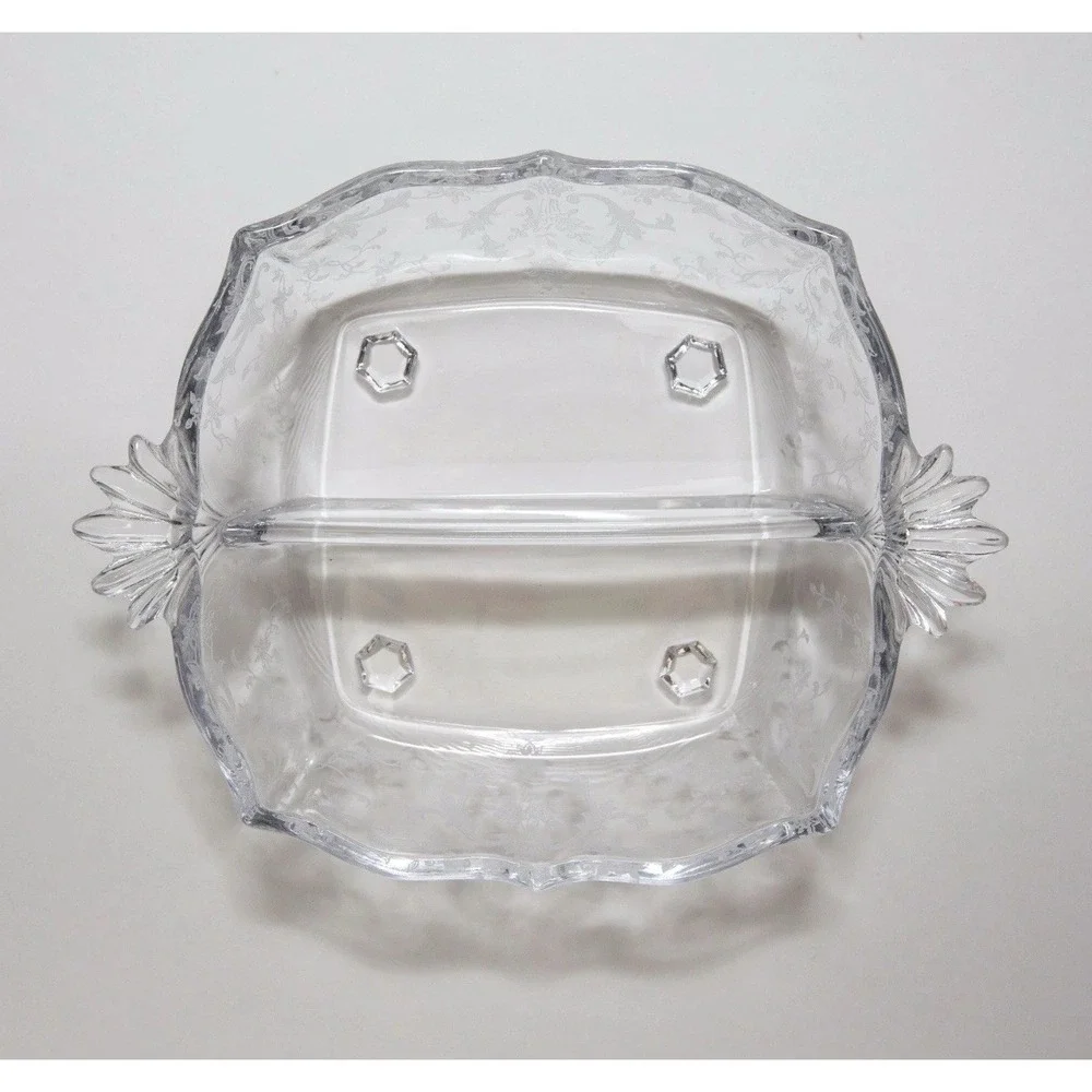 Fostoria Navarre Clear Baroque 2 Part Handled‎ Relish 7.75